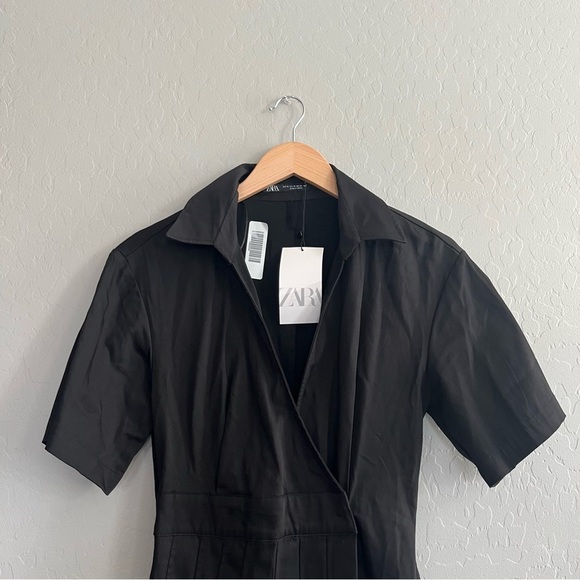 Zara Stretch Poplin Dress in Black - Picture 5 of 8